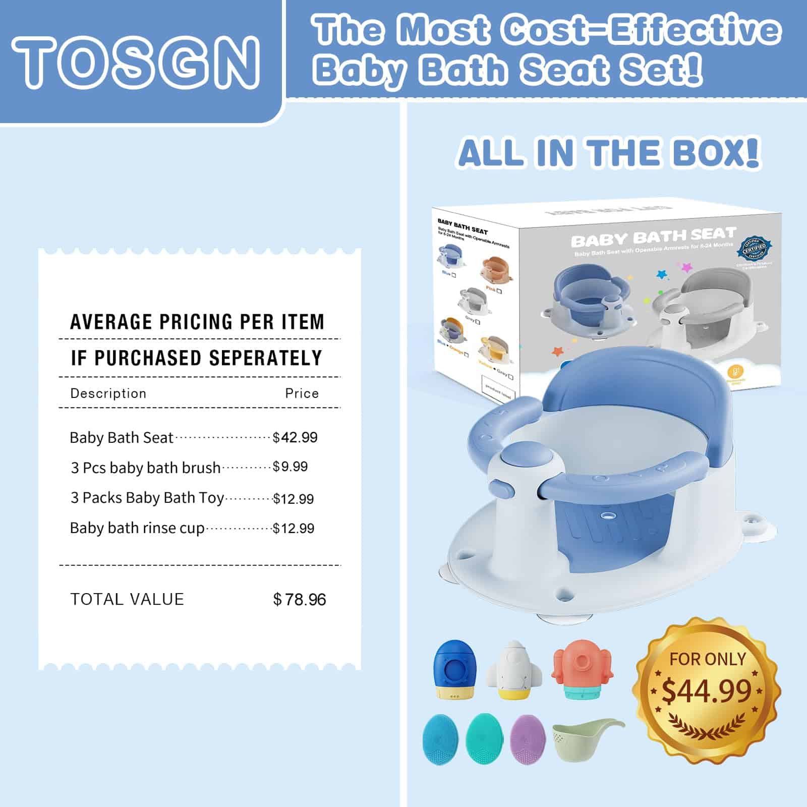 Asiento de Baño para Bebés TOSGN, Asiento de Bañera - Imagen 8
