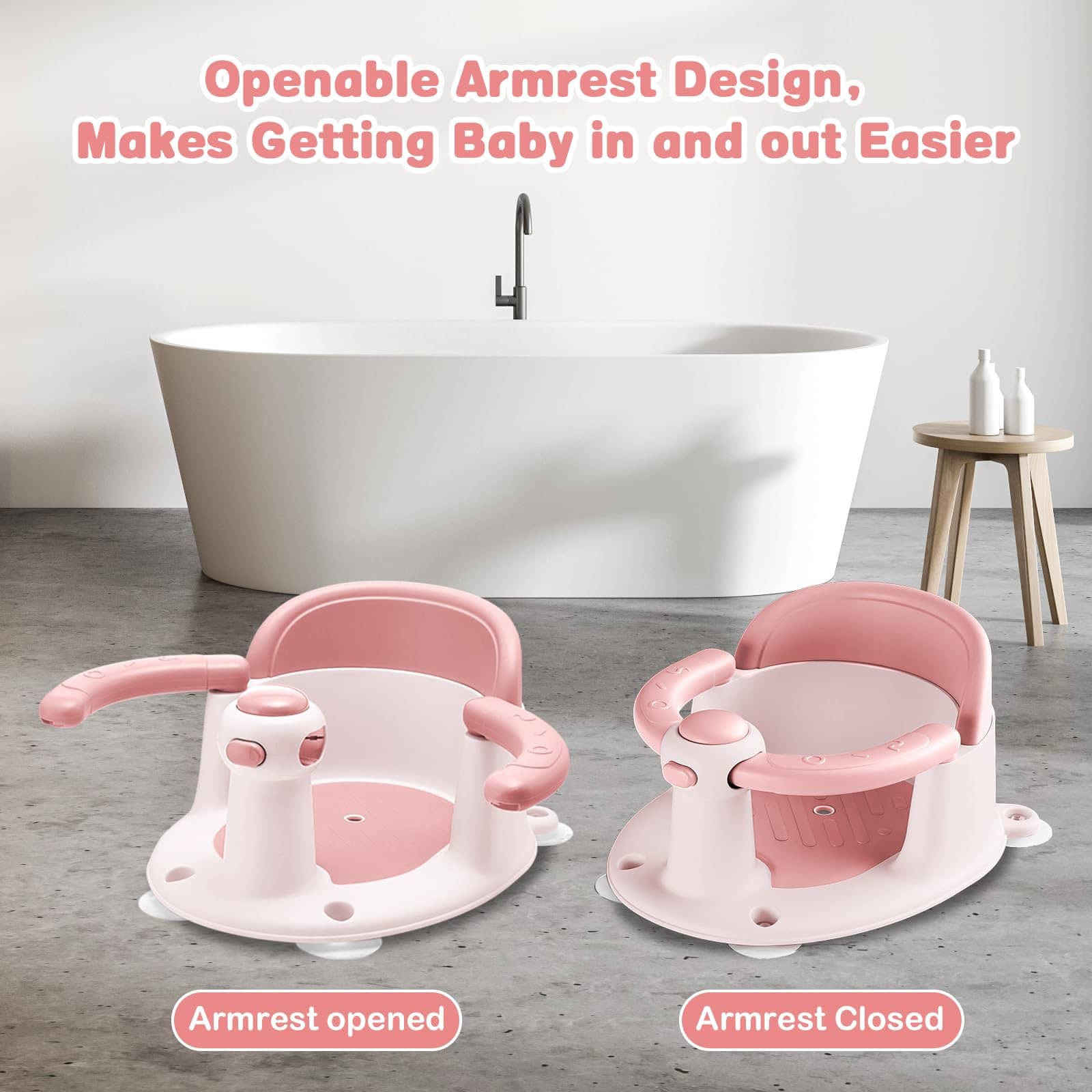 Asiento de Baño para Bebés TOSGN, Asiento de -Rosa - Imagen 5