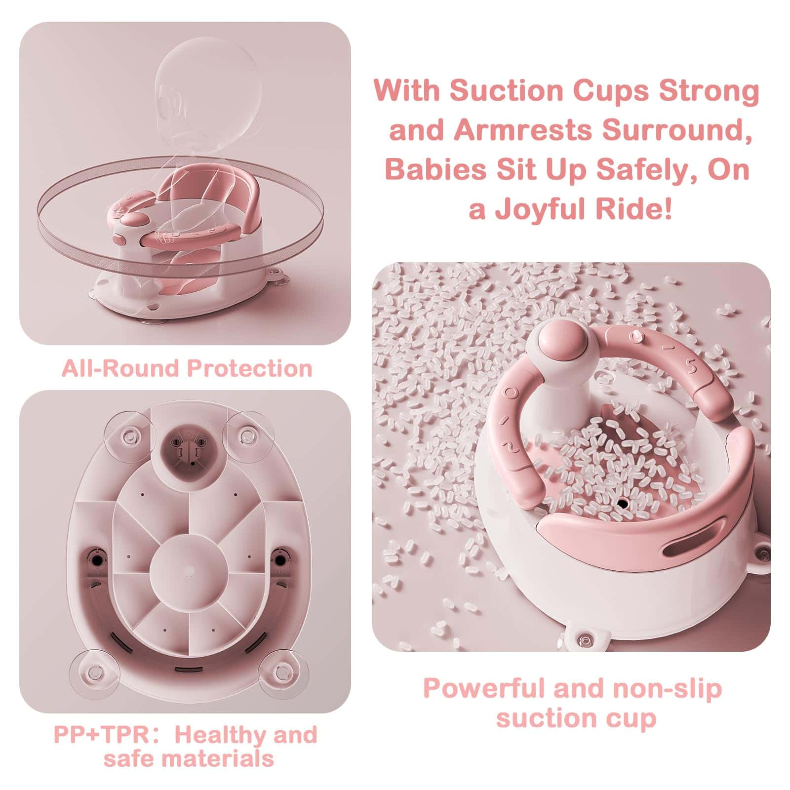 Asiento de Baño para Bebés TOSGN, Asiento de -Rosa - Imagen 6