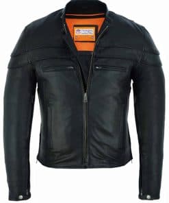 Chaqueta de Cuero para Motocicleta para Hombre Cuello