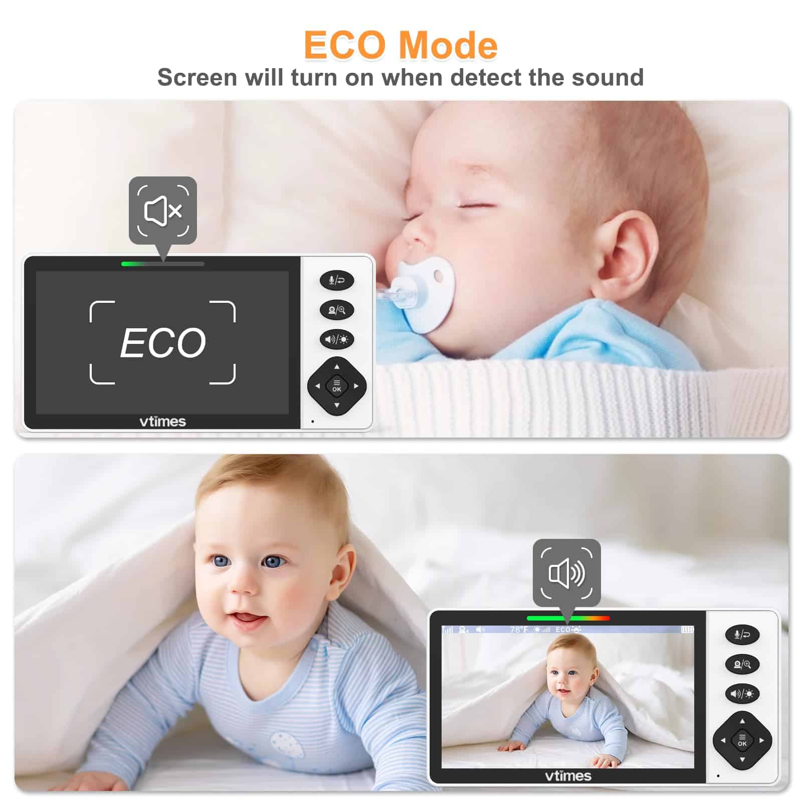 Monitor de Bebé VTimes con Cámara y Audio, Pantalla HD de - Imagen 6