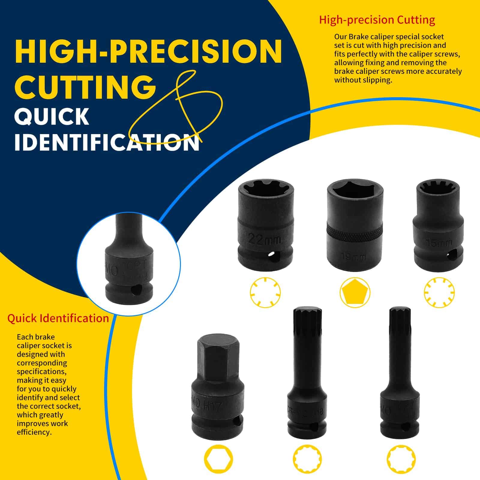 Juego de 16PCS de ZOSANY Impact Brake Caliper Socket Set, - Imagen 8