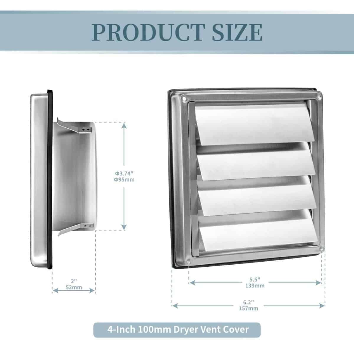 Tapa de ventilación de pared externa de 4 pulgadas con - Imagen 3