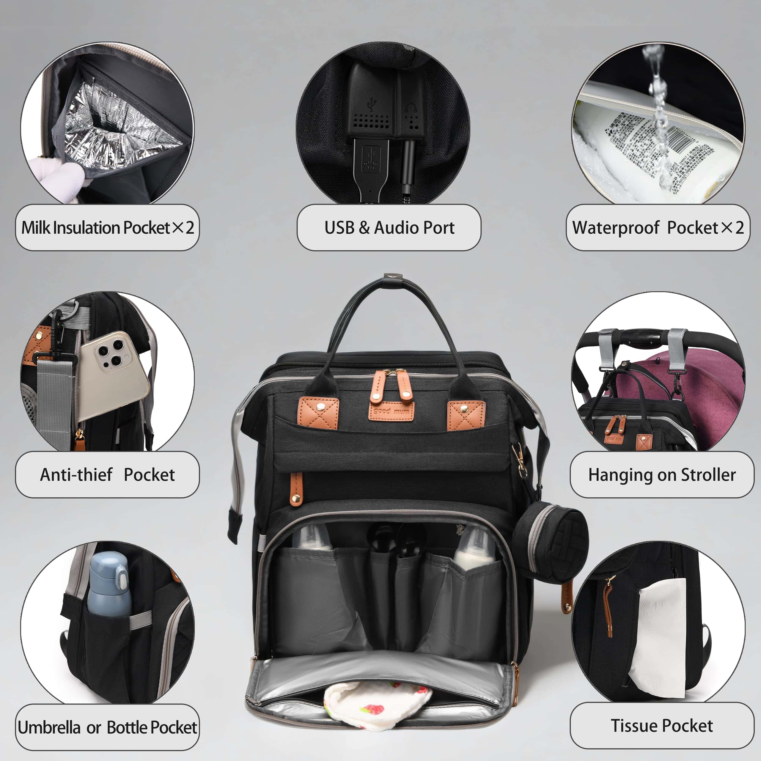 Bolso para Pañales CESAILT con Estación de Cambio, Bolso de - Imagen 4