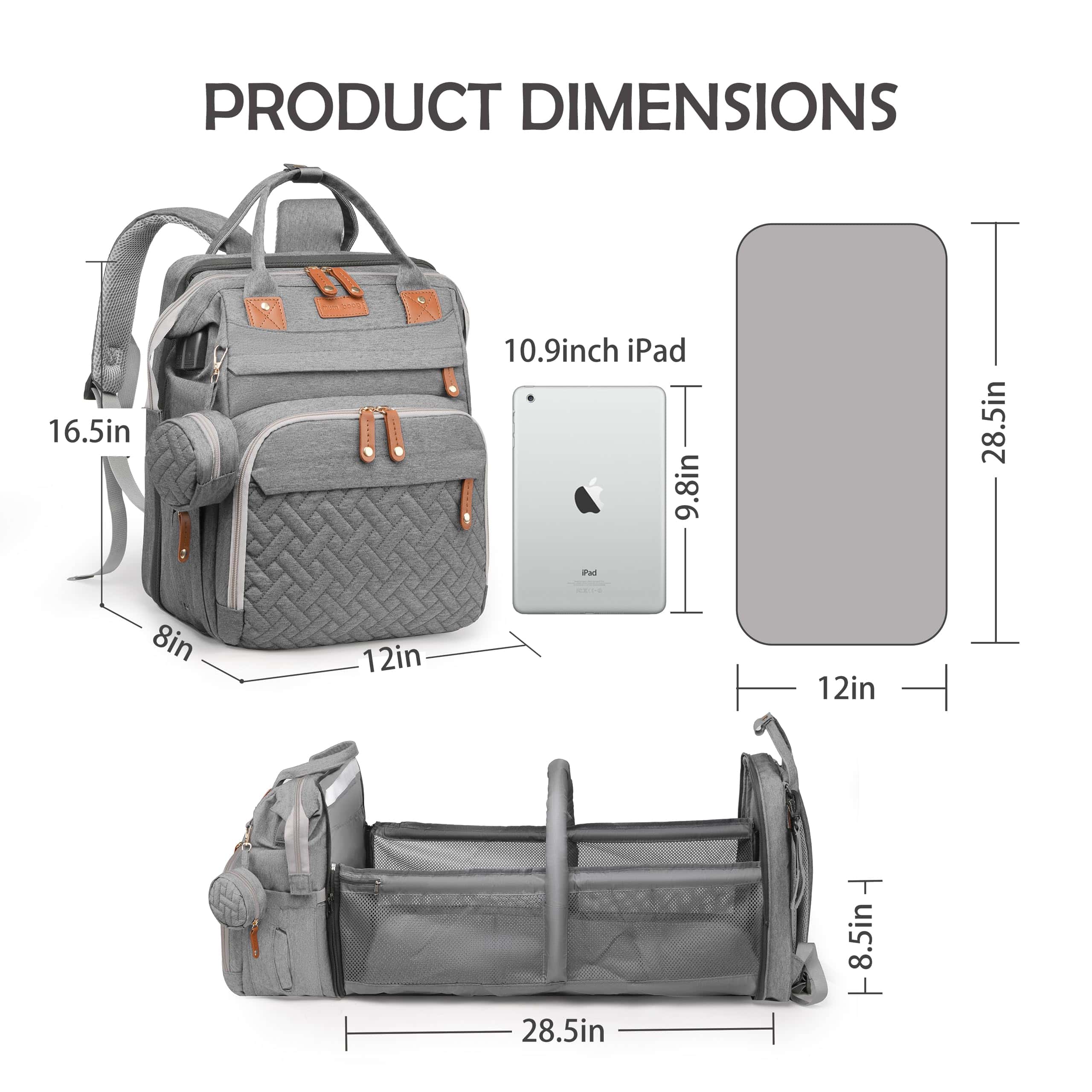 Mochila para Pañales CESAILT con Estación de Cambio, Bolsa - Imagen 6