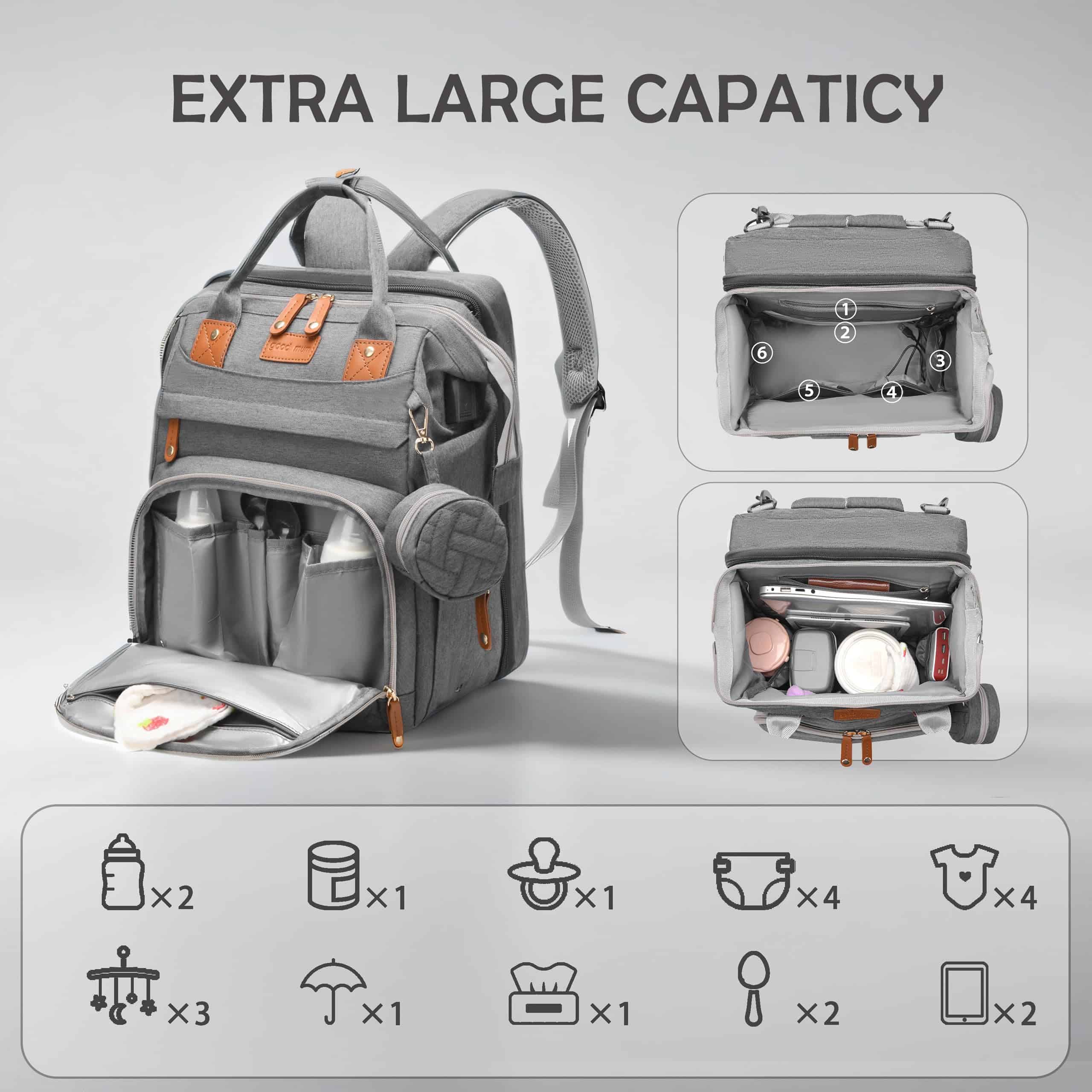 Mochila para Pañales CESAILT con Estación de Cambio, Bolsa - Imagen 5