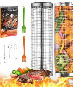 Set de 2 cestas para parrilla giratoria de acero inoxidable