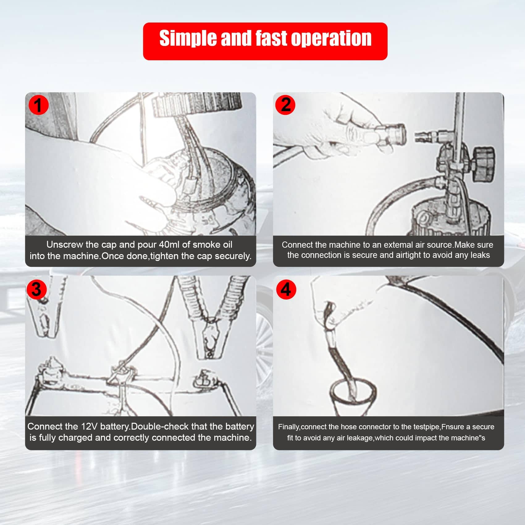 Máquina de humo automotriz Orsong con adaptador de puerto - Imagen 6
