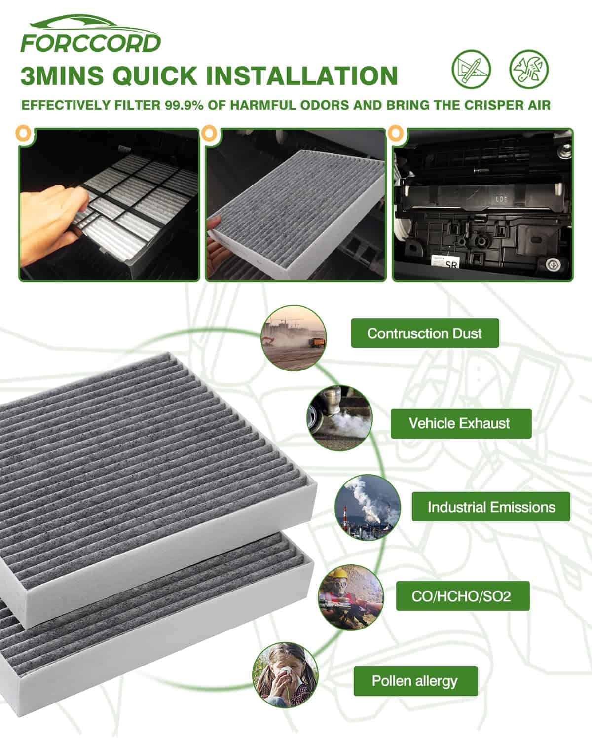 Filtro de aire de habitáculo Forccord 1Pcs y filtro de aire - Imagen 7