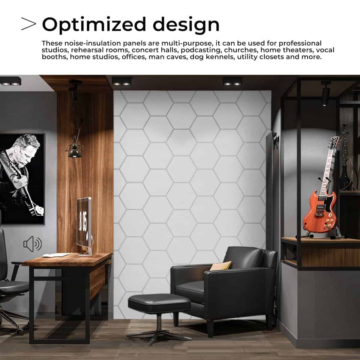 18 Paquete Paneles Acústicos Autoadhesivos Hexagonales - Imagen 6