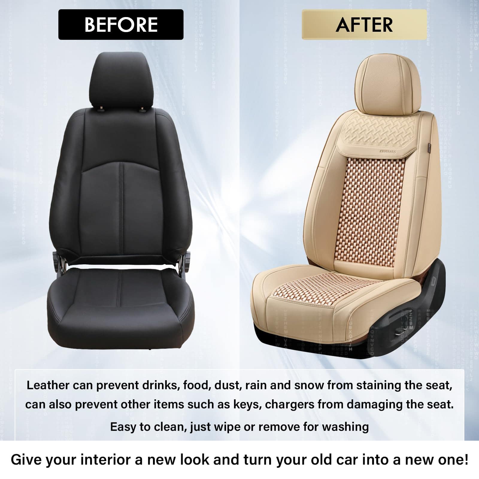 Cubiertas de asiento de cuero Coverado para automóvil, - Imagen 8