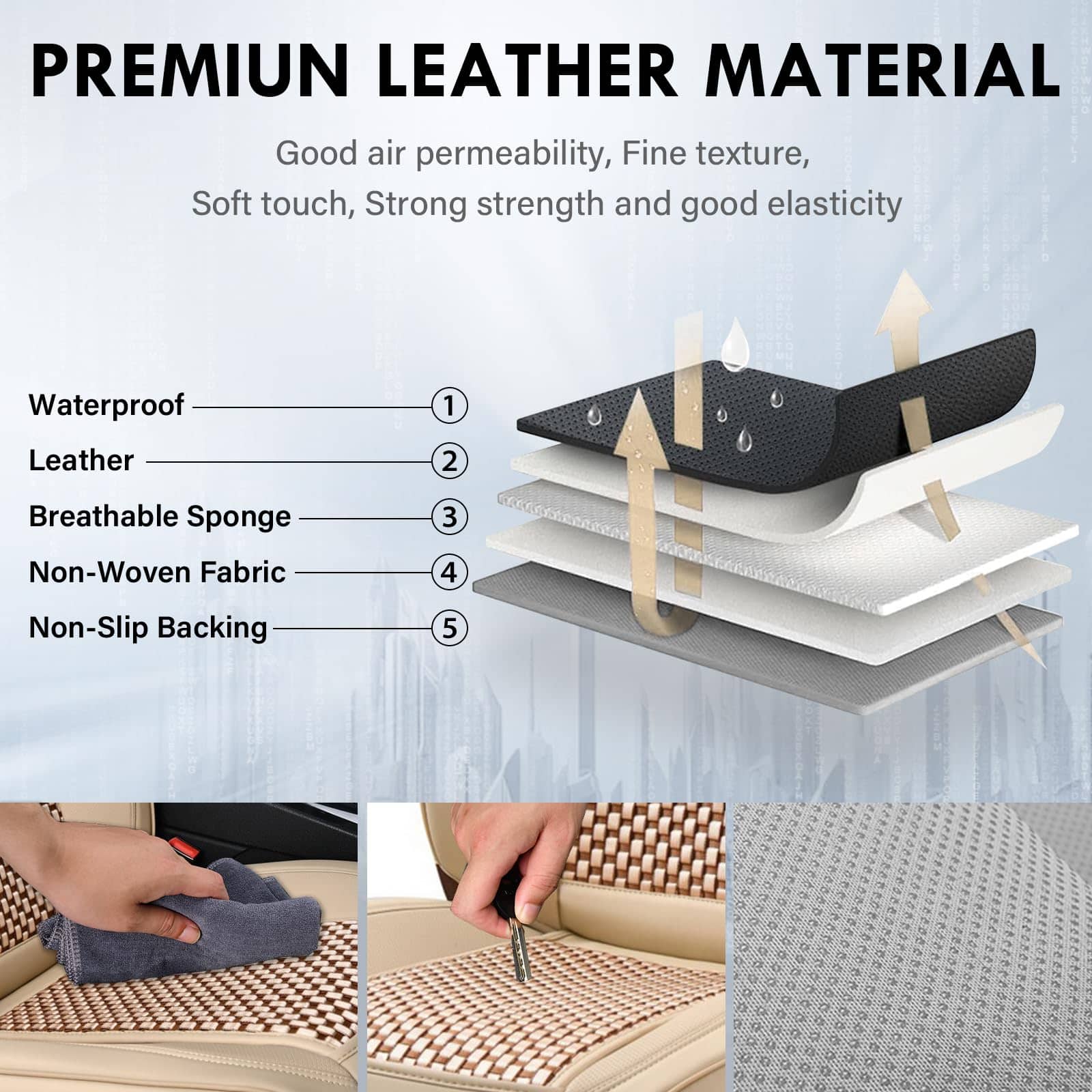 Cubiertas de asiento de cuero Coverado para automóvil, - Imagen 6