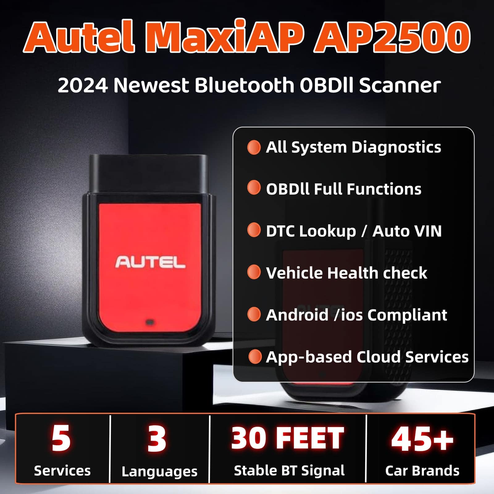 Autel MaxiAP AP2500 2025 Escáner OBD2 Bluetooth Lector de - Imagen 3