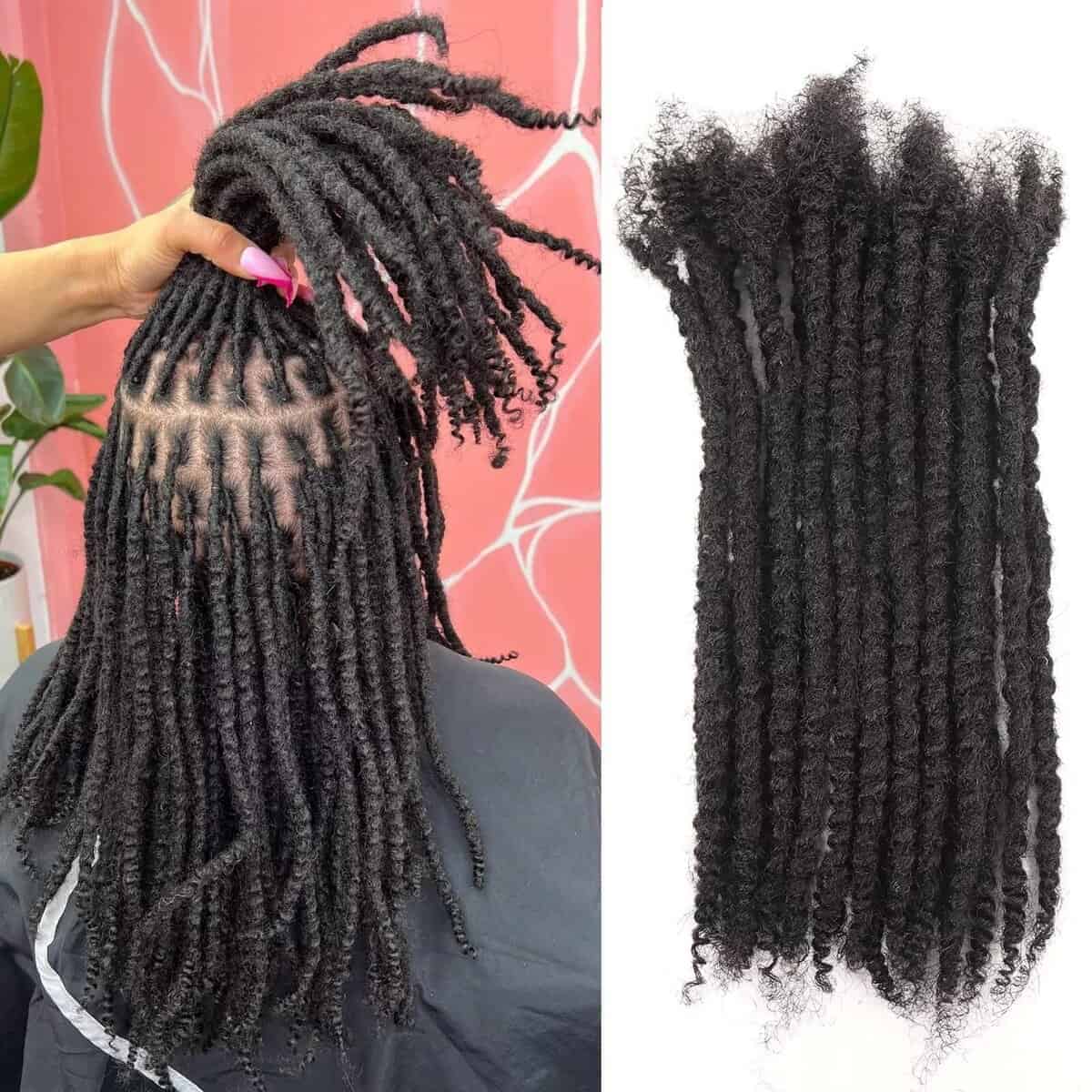 Extensiones de Dreadlock de Puntas Rizadas de Mano Completa