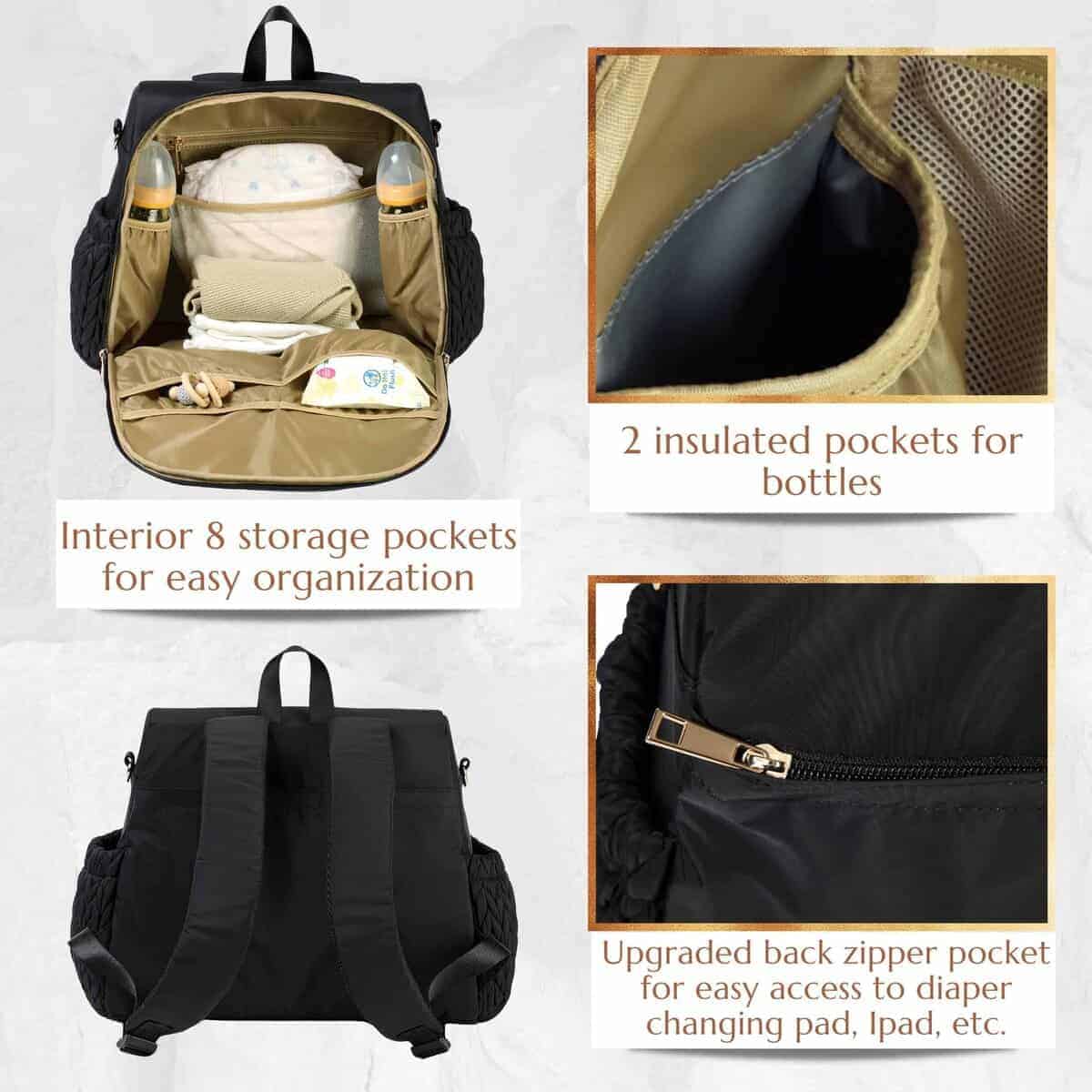 Mochila pañalera SEWBOO Allie elegante, bolsa de bebé para - Imagen 5