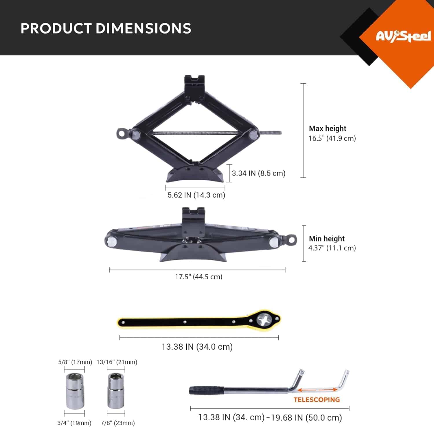 Gato de tijera AV Steel para coche 2 Toneladas (4409 - Imagen 3