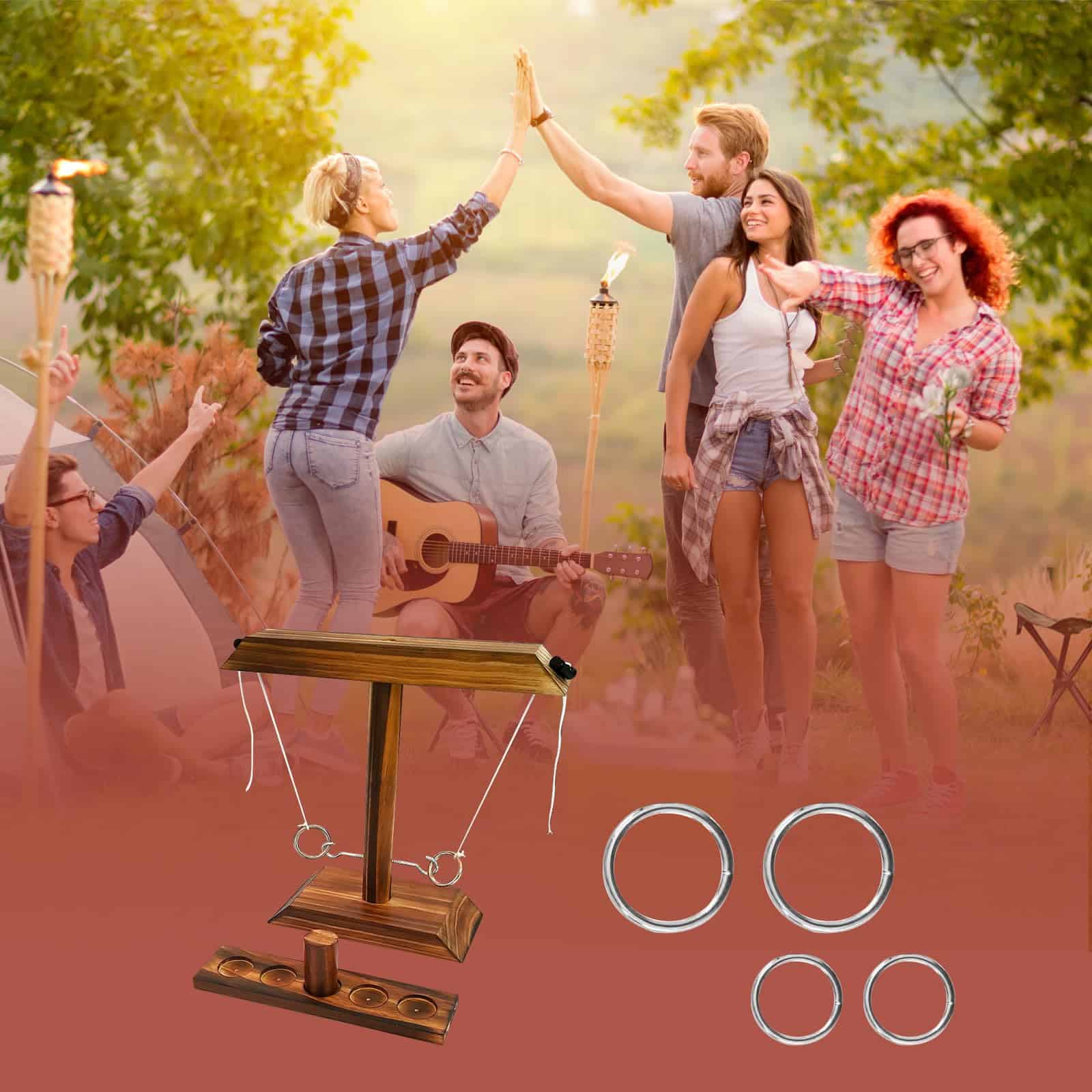 Juego de Anillo de Madera KUKTRCV - Juego Clásico de Anillo - Imagen 5