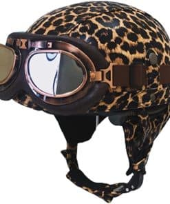 Casco de moto mitad aprobado por DOT, casco retro de cuero