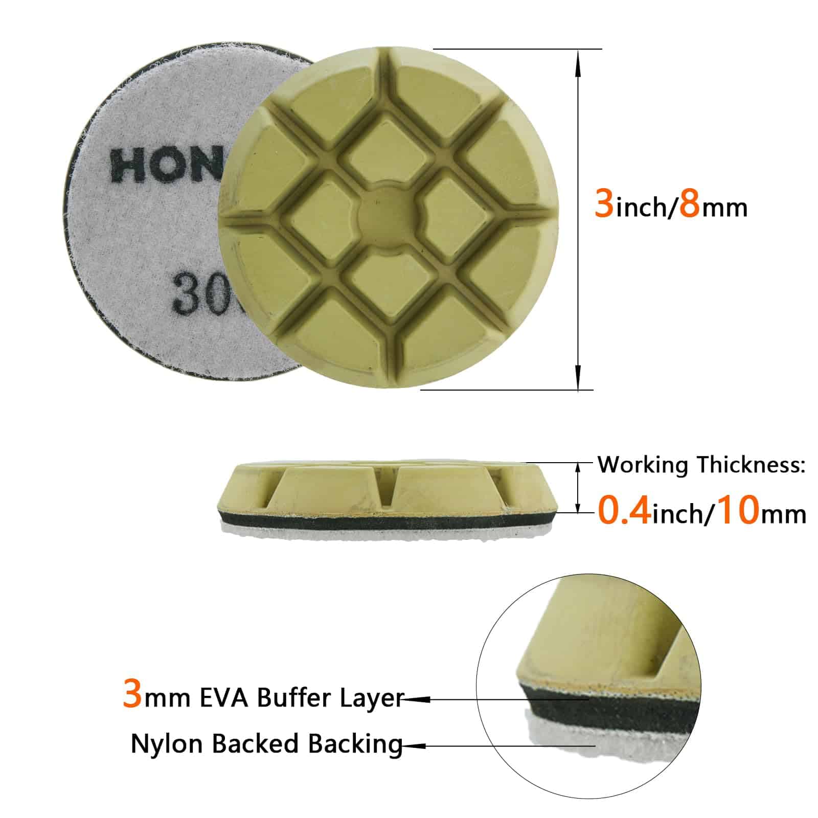 Discos de lijado de diamante HONGUIS de 3 pulgadas * 10 mm, - Imagen 3