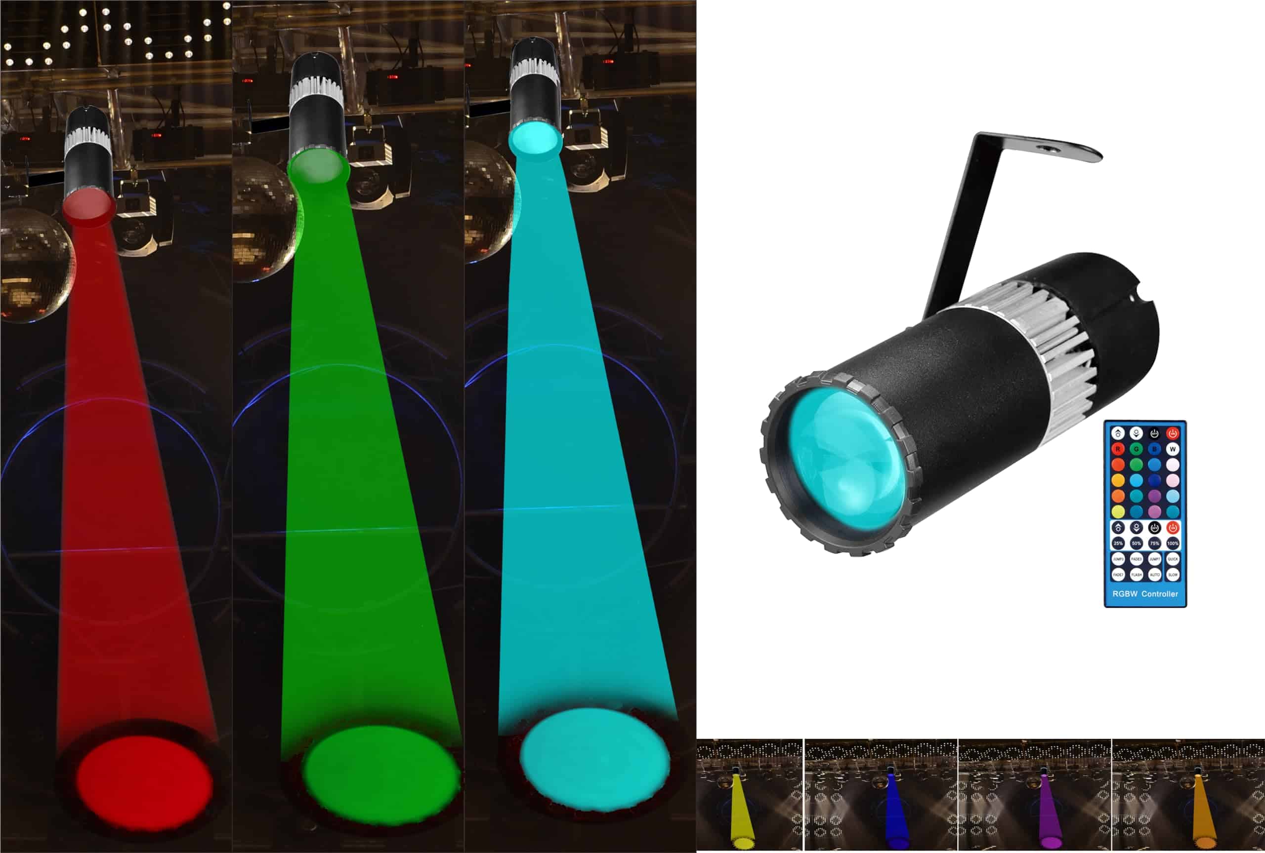 Luz Pinspot LED, SENLAN 15W RGBW 4 en 1 Luz de Haz LED SMD - Imagen 3