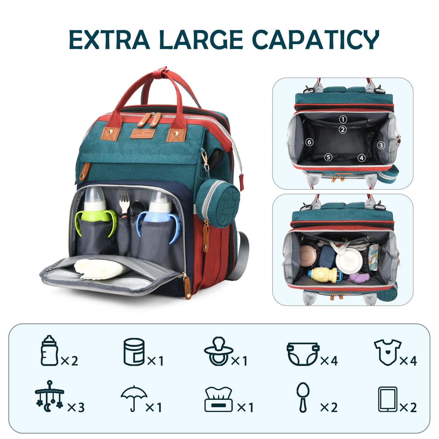 Mochila de pañales CESAILT, Mochila de Pañales Impermeable - Imagen 3