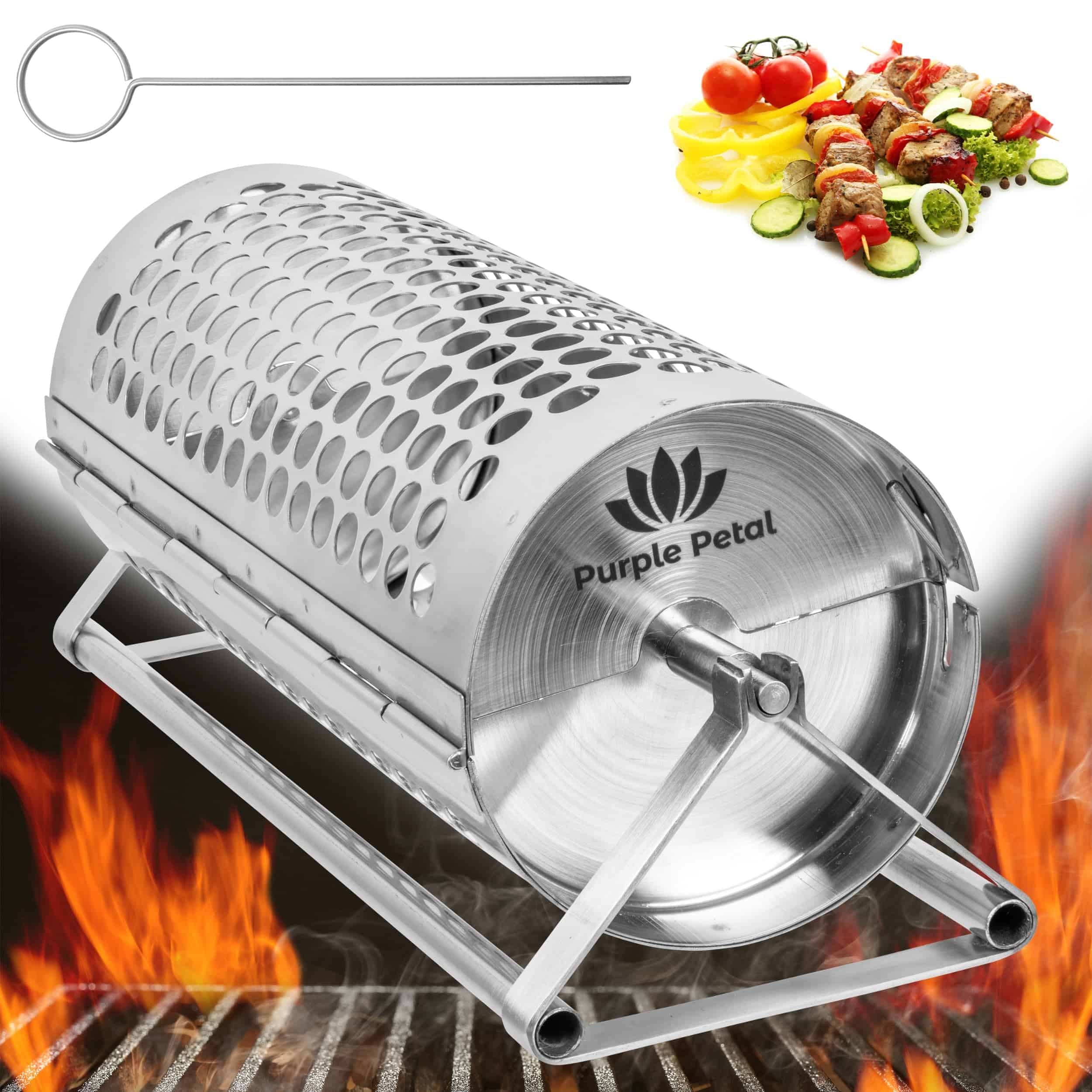 Cesta de Parrilla Rodante - Cesta de Parrilla para BBQ con - Imagen 4