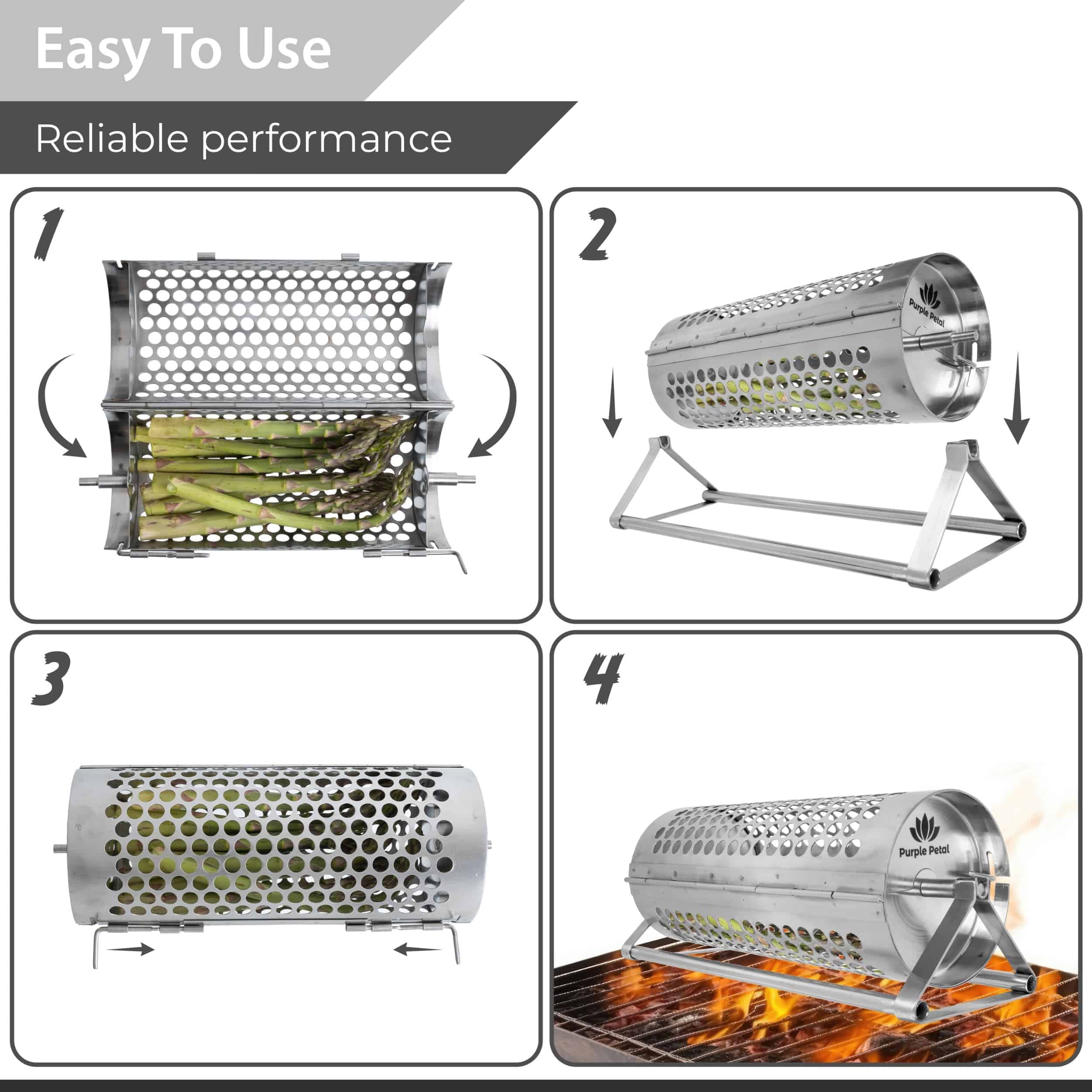 Cesta de Parrilla Rodante - Cesta de Parrilla para BBQ con - Imagen 9