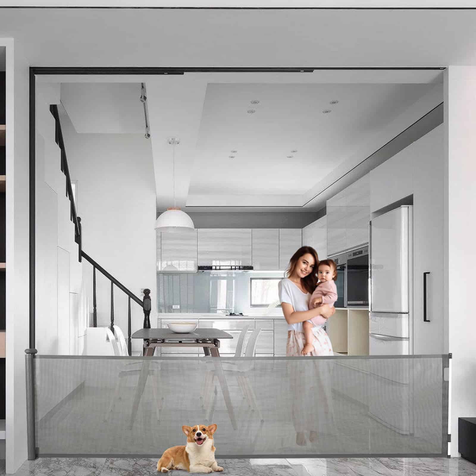 Puerta de seguridad extensible para bebés, 118" Puertas de