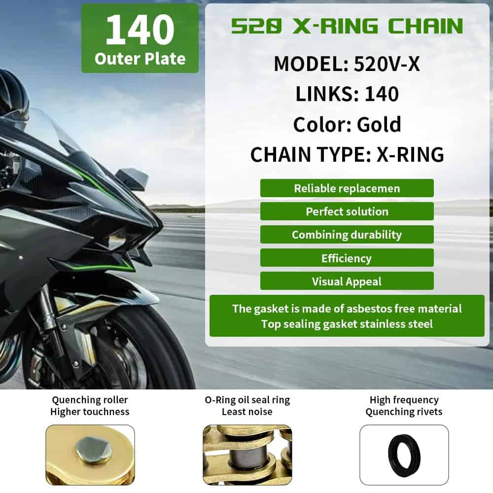 Cadena de Anillo en X Dorada 520 - 140 Eslabones - - Imagen 3