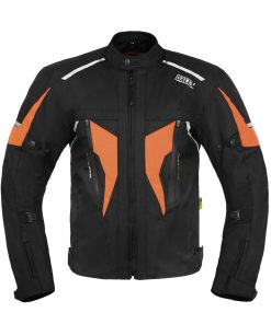 Chaqueta de Moto Textil de Aventura para -Negro Naranja