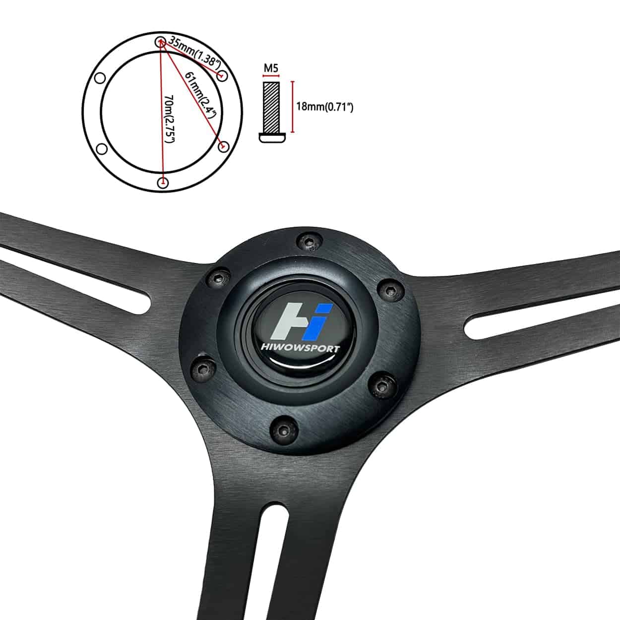 Volante Clásico de Madera de 14 pulgadas Hiracing Universal - Imagen 5