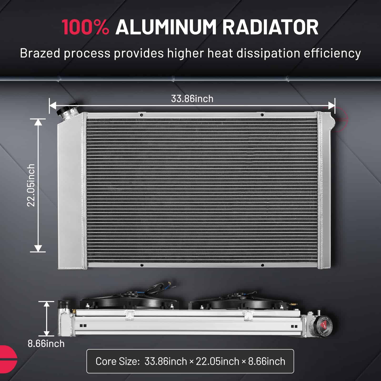 Radiador de Aluminio de 3 Filas-52MM CU162 Compatible con - Imagen 4