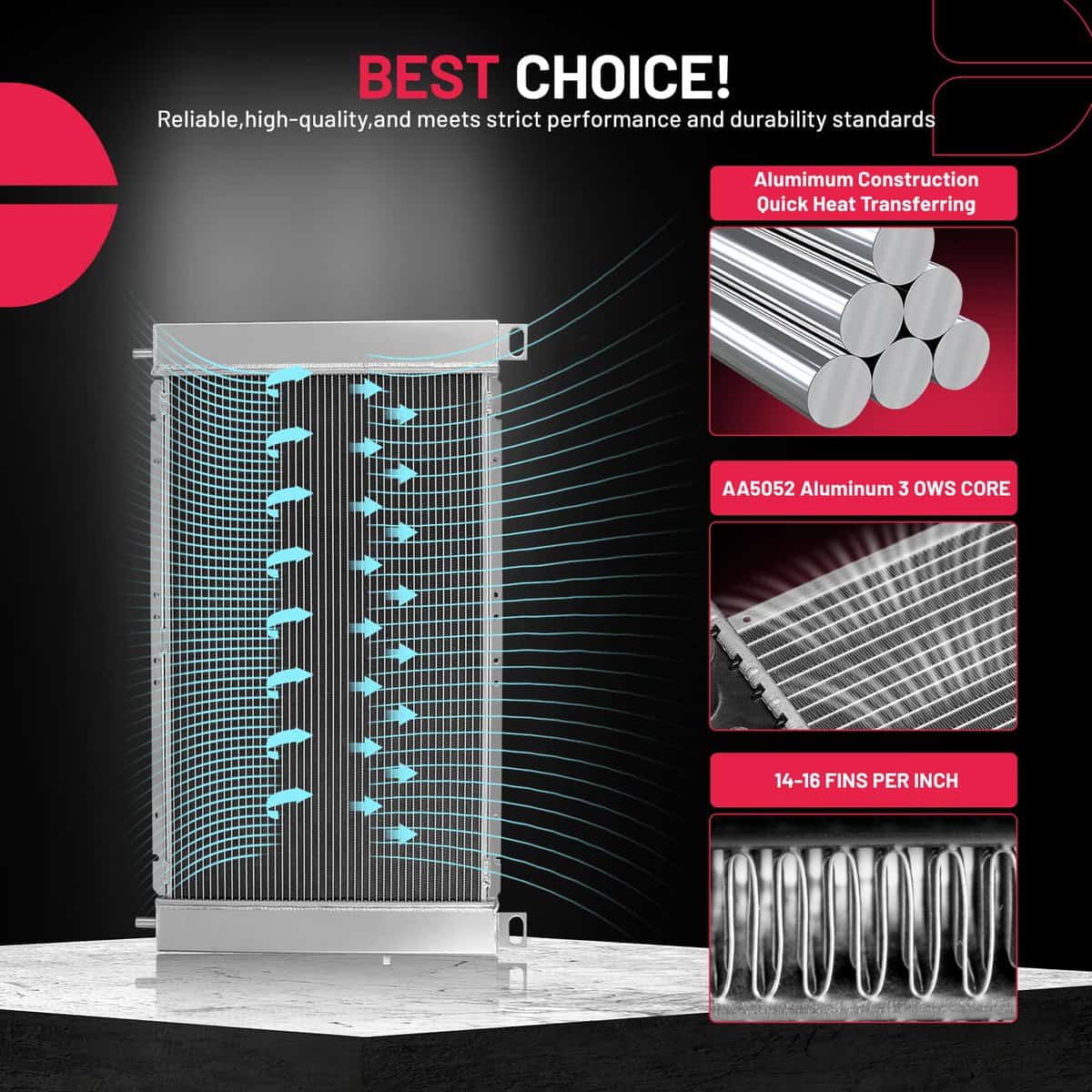Radiador de Aluminio BDFHYK 2 Filas-40MM RA-SILVERADO99-2 - Imagen 7