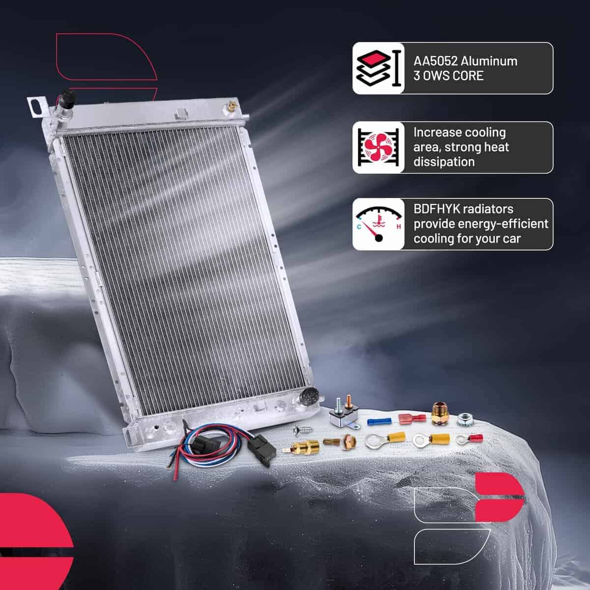 Radiador de Aluminio BDFHYK 2 Filas-40MM RA-SILVERADO99-2 - Imagen 3