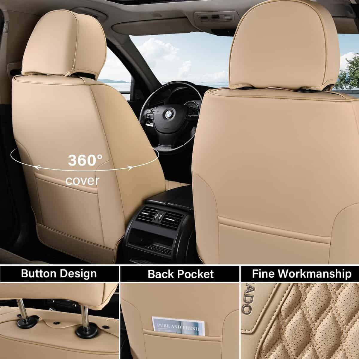 Cubiertas de Asiento de Auto Coverado -Beige - Imagen 4