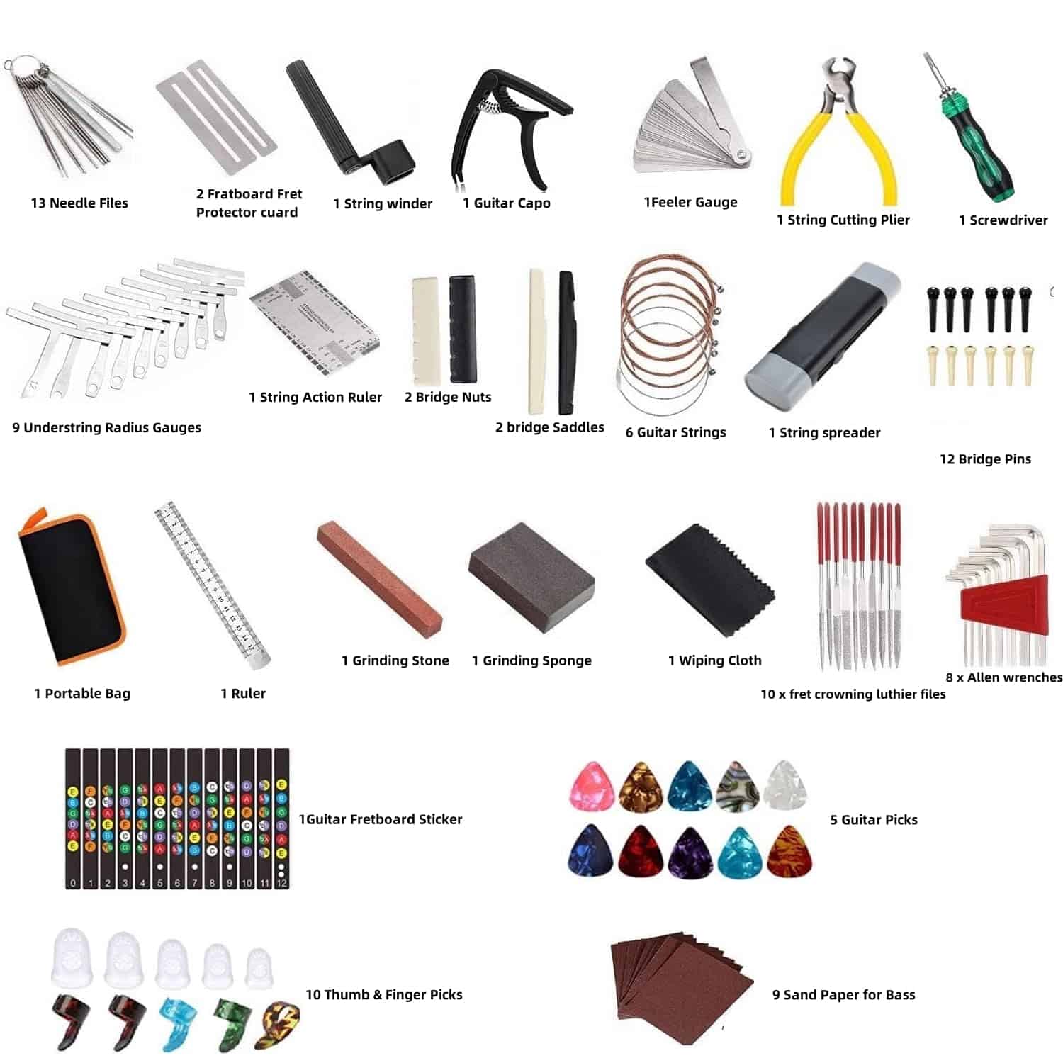 Kit Profesional de Herramientas para Guitarra de 99 Piezas - Imagen 3