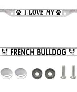 Marco de Placa de Matrícula Rhinestone I Love My French