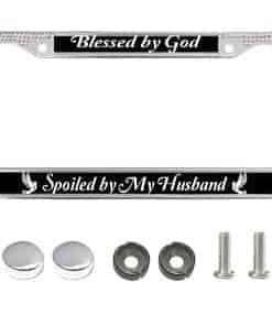 Marco de placa de matrícula Bling mimado por mi esposo