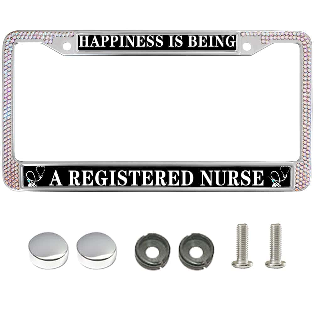 Portaplacas Diamante Happiness is Being a RN de Zuanpaipai