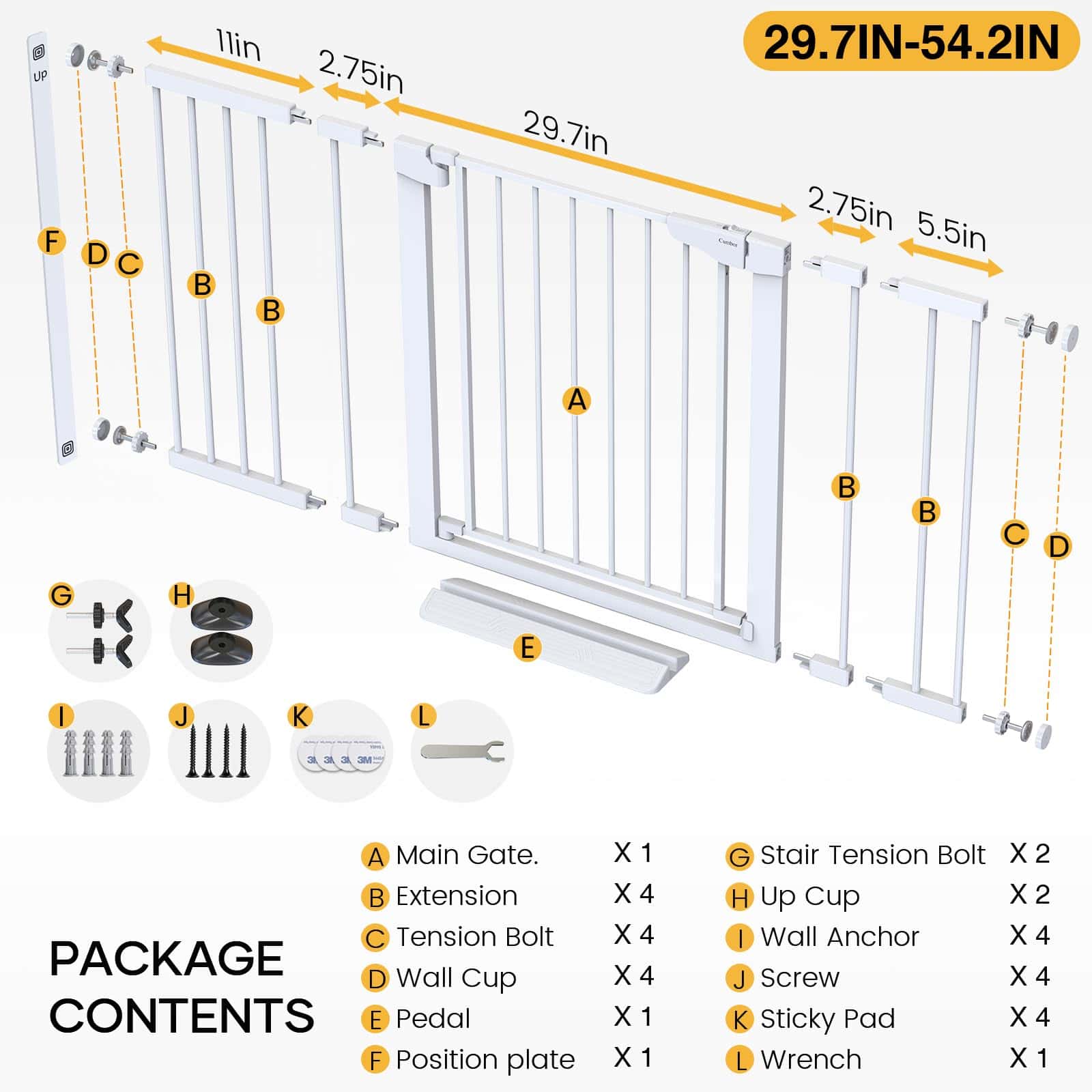 Puerta Cumbor para Bebés de 29.7-54.2" de Ancho para - Imagen 7
