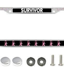 Marco de Placa de Licencia con Listón Rosa Bling Faith para