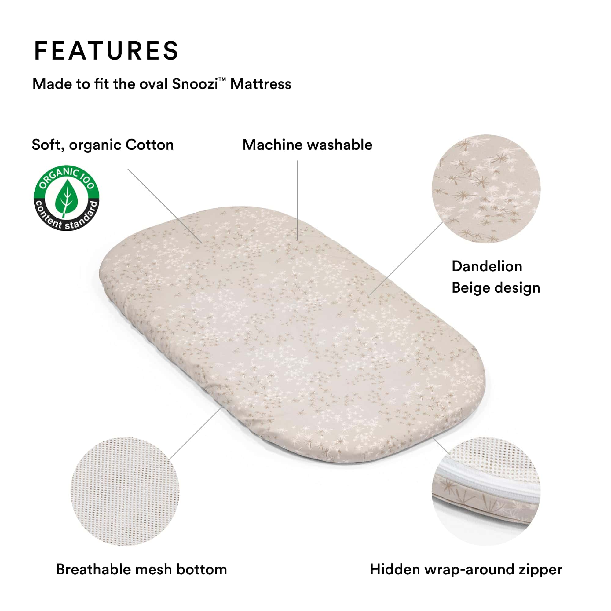 Sábanas Ajustadas Stokke Snoozi - Incluye 1 Dandelion Beige - Imagen 3