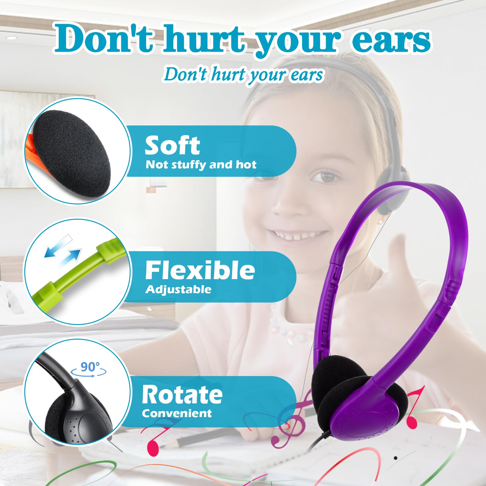 20 Pack Auriculares a Granel para Aula para Estudiantes - Imagen 5