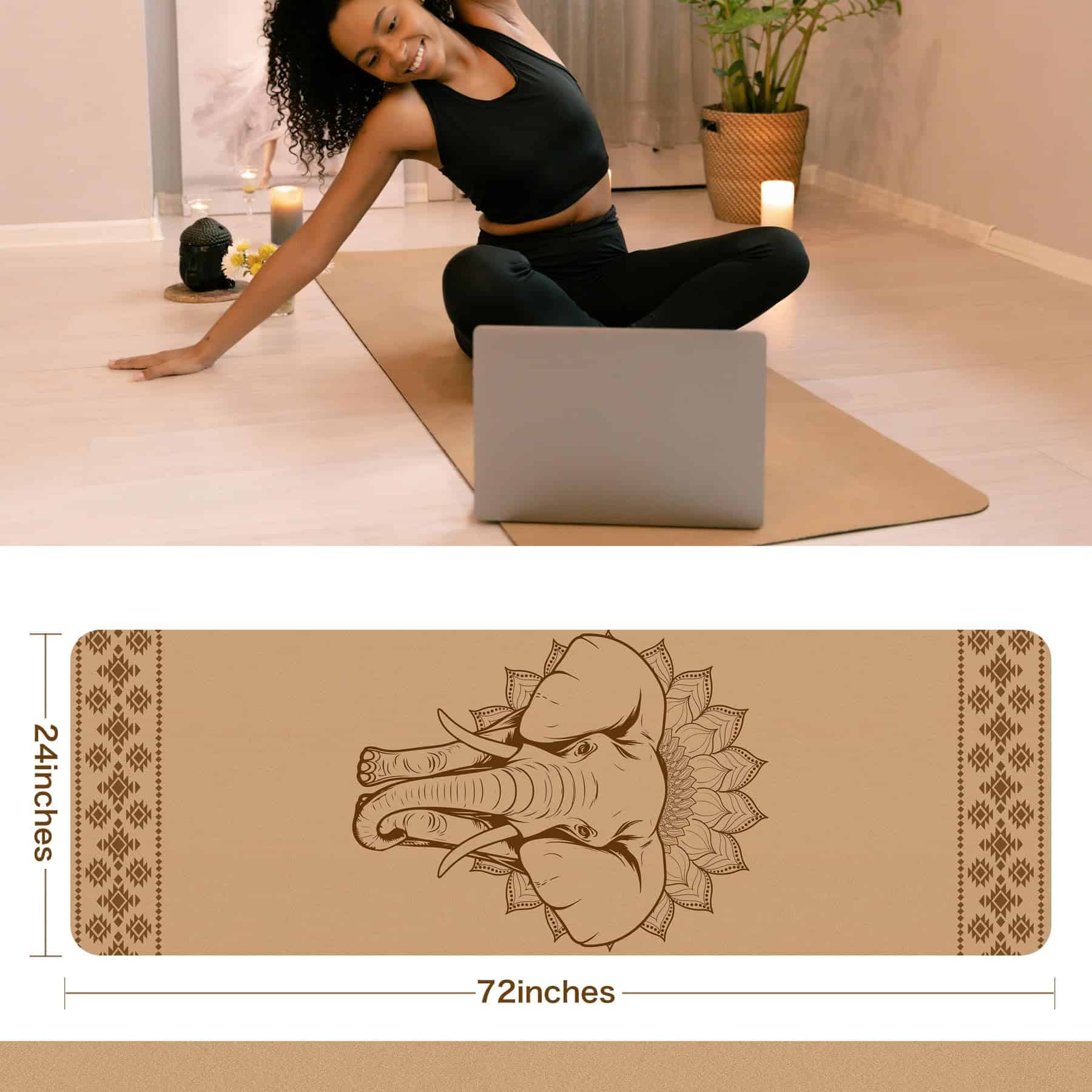 Tapete de Yoga de Corcho Premium IKULE Antideslizante - Imagen 4