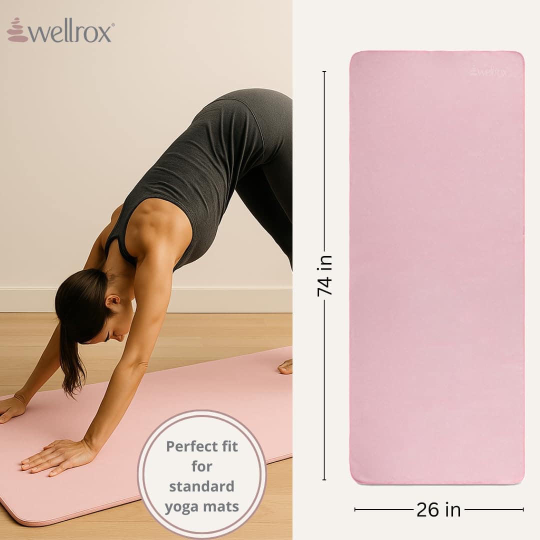 Toalla de Yoga Antideslizante Wellrox - -Rosa - Imagen 6