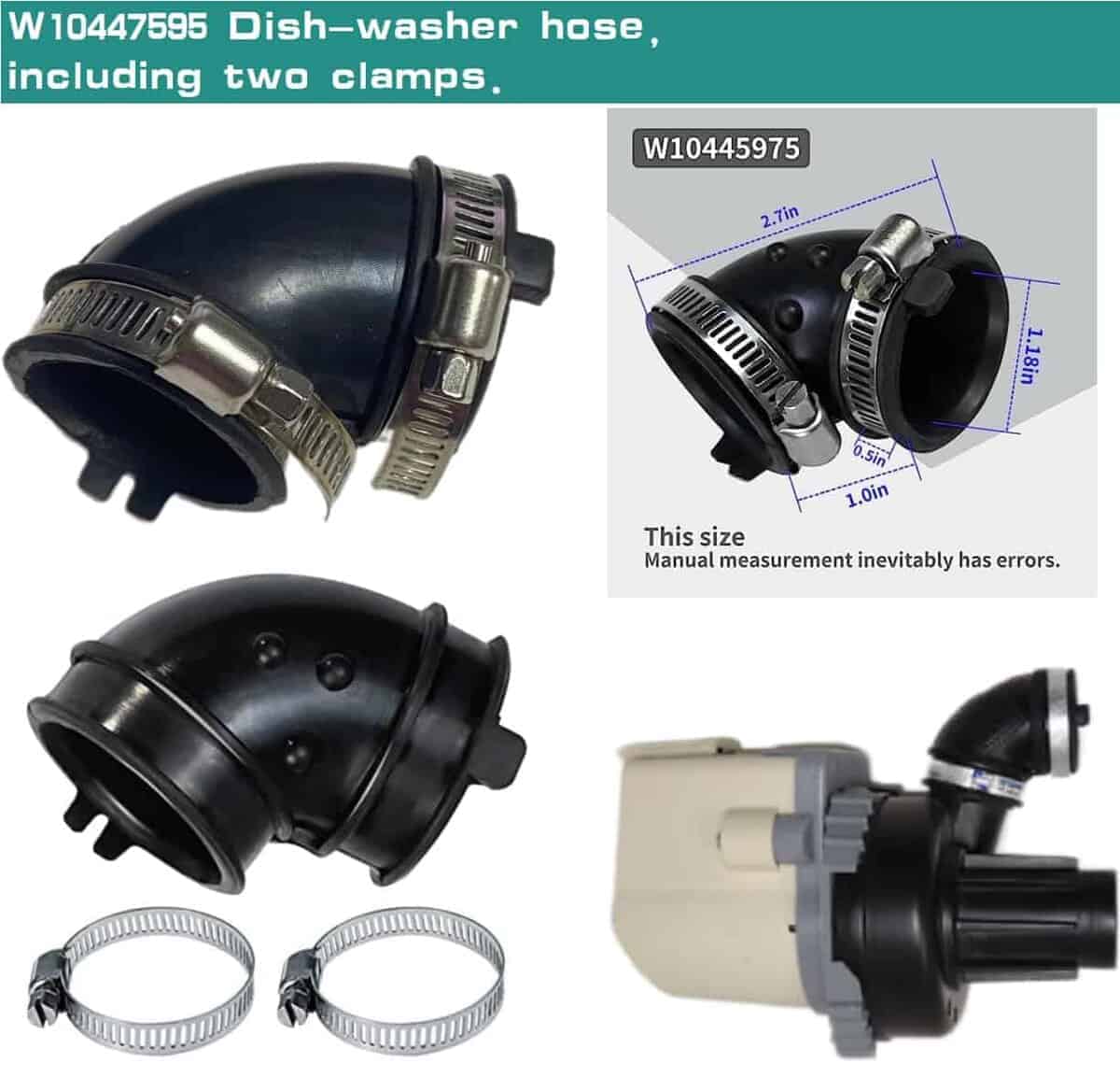 Manguera de bomba para lavavajillas W10445975, compatible - Imagen 4