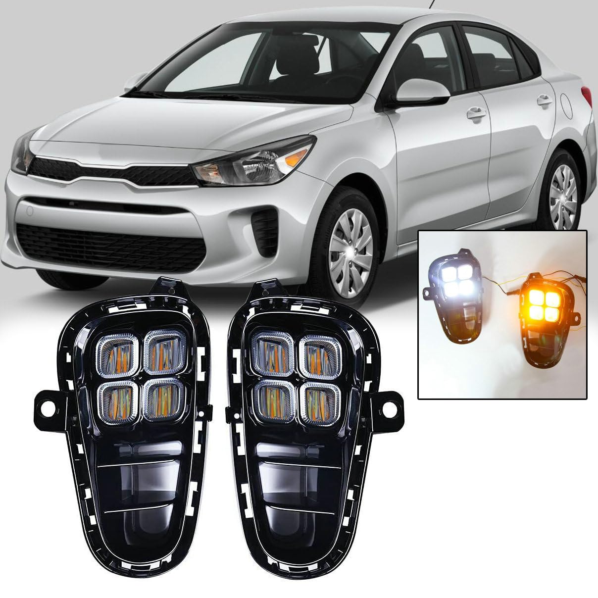 1 Par de Luces LED de DRL para Niebla Diurna para KIA Rio - Imagen 3