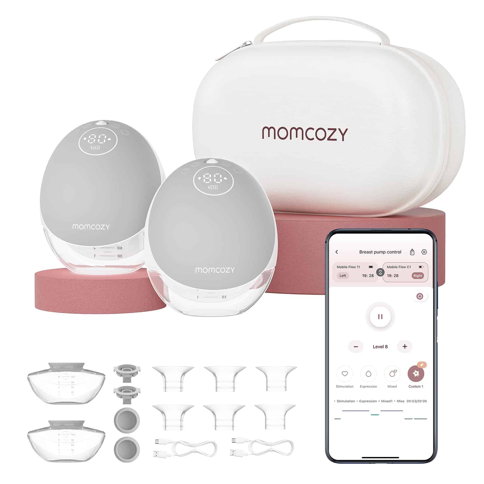 Momcozy Extractor de Leche Manos Libres -Gris