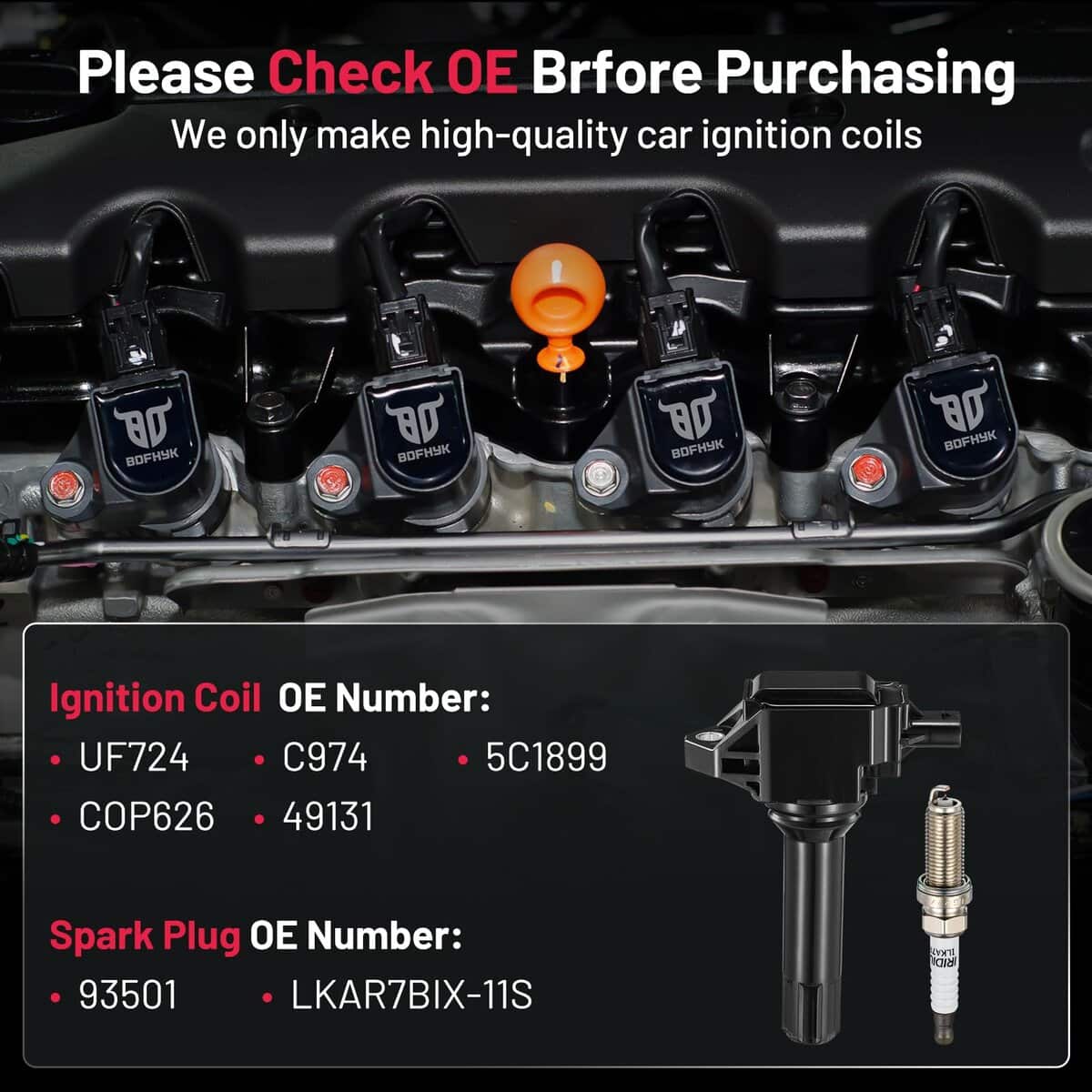 Paquete de bobina de encendido UF724 y bujías de iridio - Imagen 10