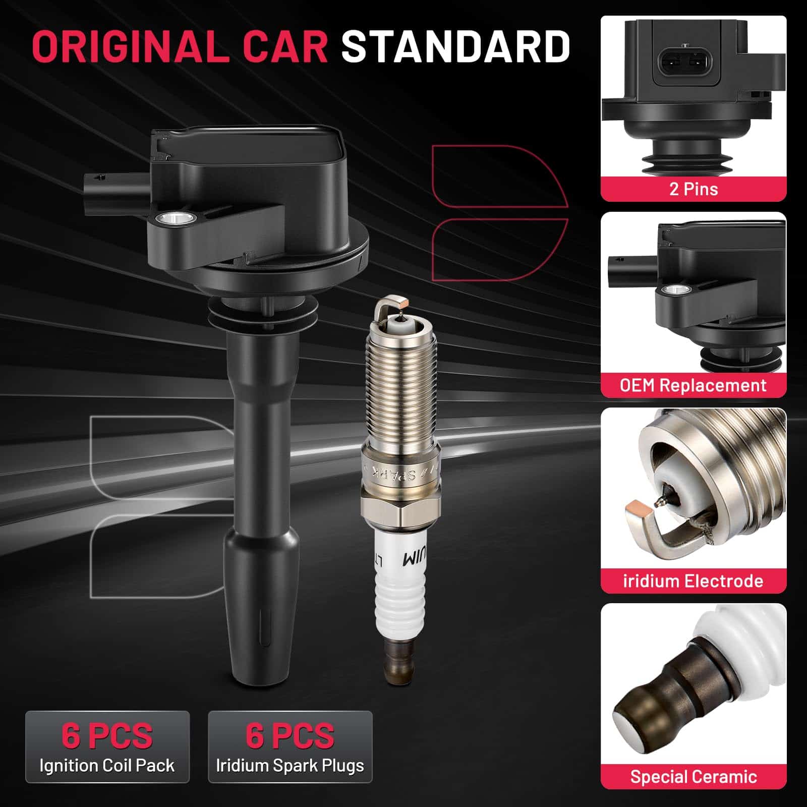 Paquete de Bobina de Encendido UF825 y Bujías de Iridio - Imagen 5